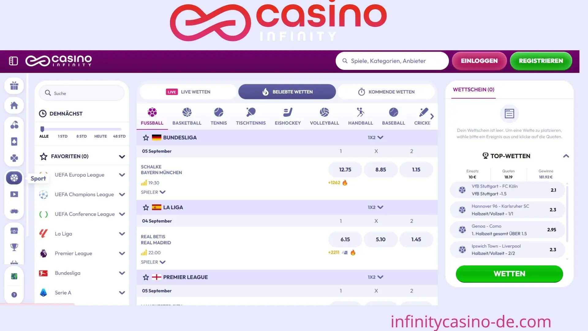 Sportwetten im Infinity Bet Casino