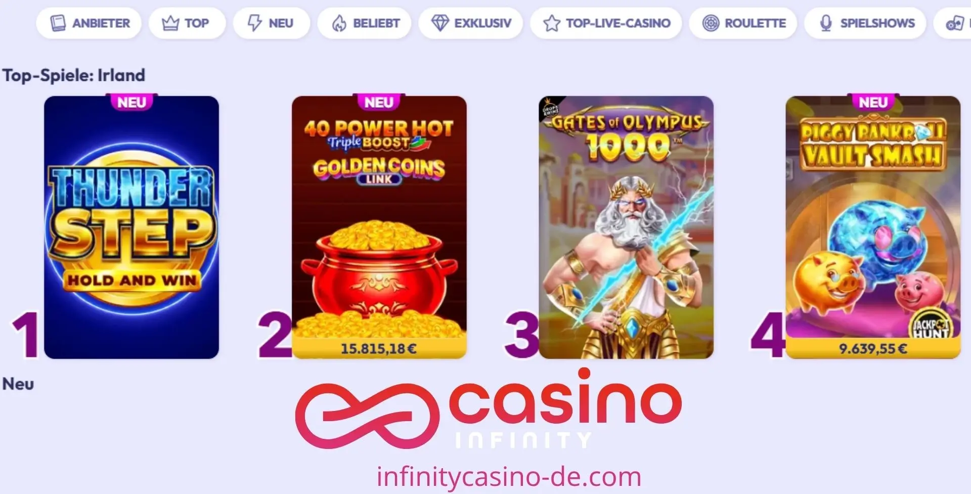 Slots im Infinity Casino